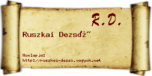 Ruszkai Dezső névjegykártya